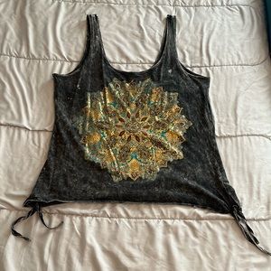 Acid wash cropped tank top